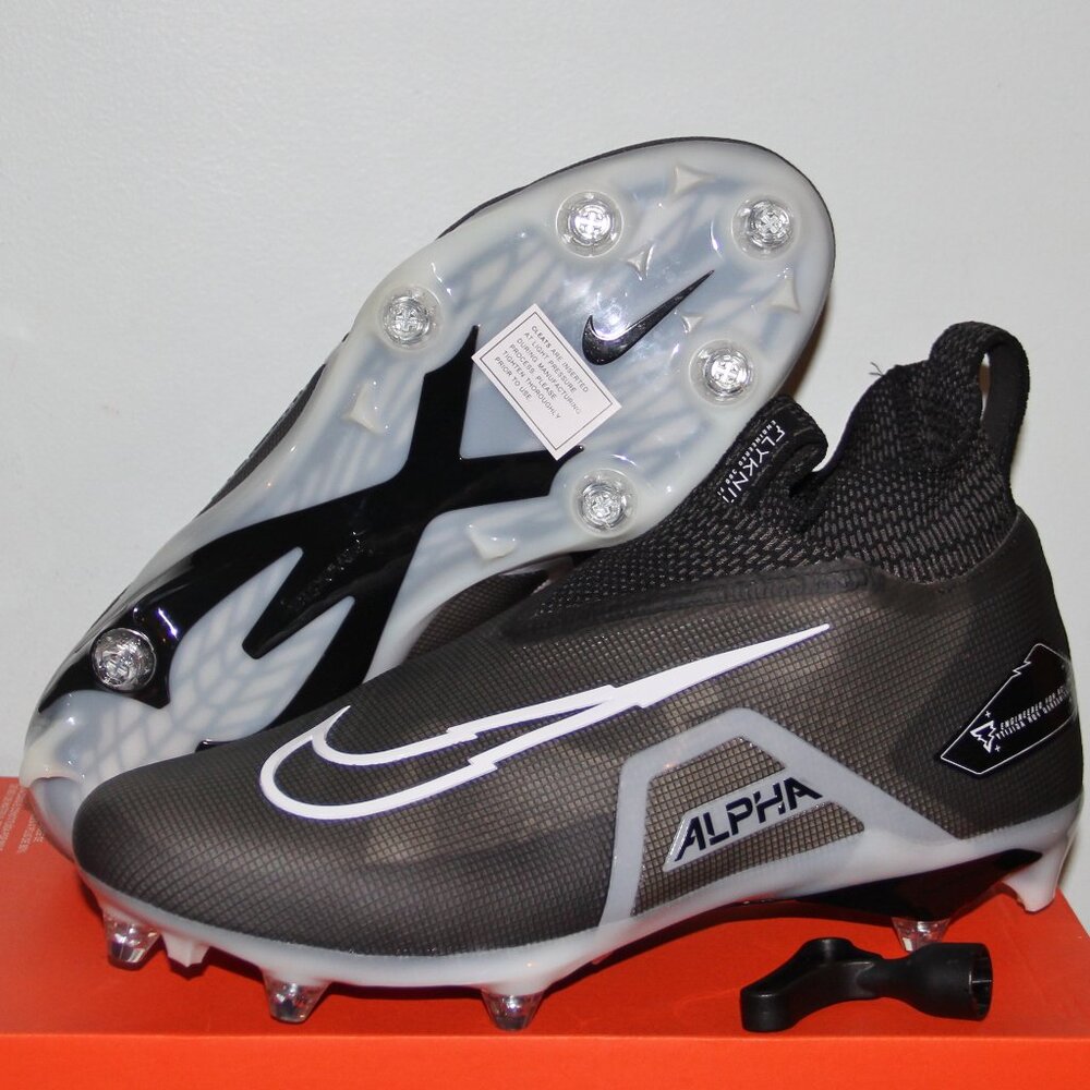 Nike Alpha Menace Elite 3 Detachable Football Cleats Mens 12.5 Black White